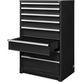 Global Industrial Modular 8 Drawer Cabinet, with Lock, w/o Dividers, 36Wx24Dx57H Black 298470BK